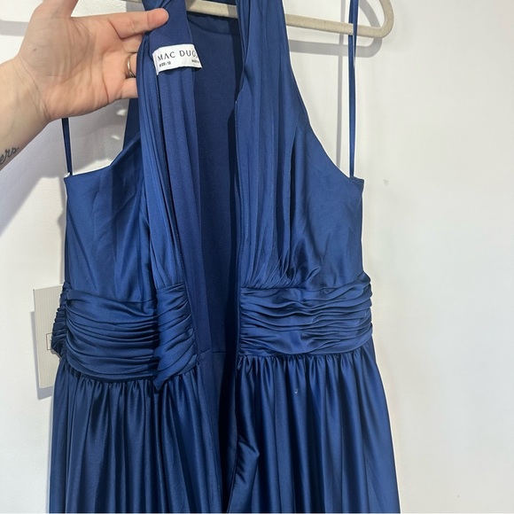 NWT New Anthropologie Mac Duggal Tiered Ruffle Halter Gown Blue - Picture 7 of 8